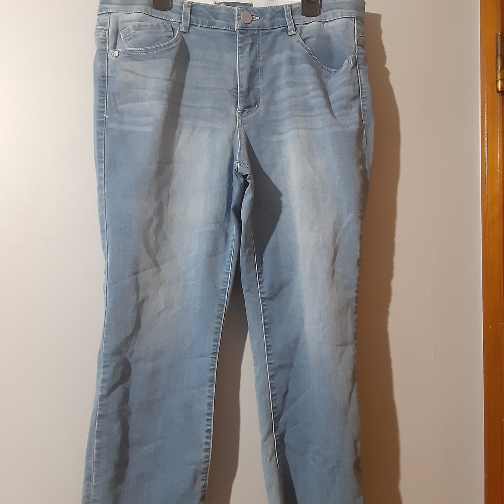 Democracy Absolution Light Blue Ankle Cropped Jeans Wider Leg Size 14